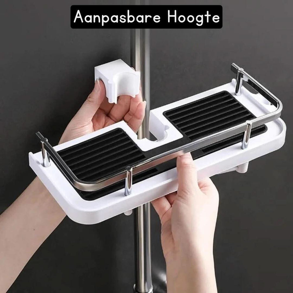 Zwart multifunctioneel wandrek voor keuken, perfect voor kruiden en keukengerei, snelle installatie.