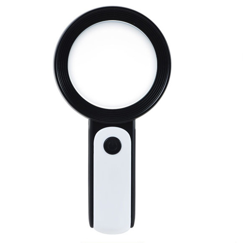 Handheld optische loep 30x voor senioren; ideaal voor leesgemak en detailzicht. Zwart/grijs vergrootglas.