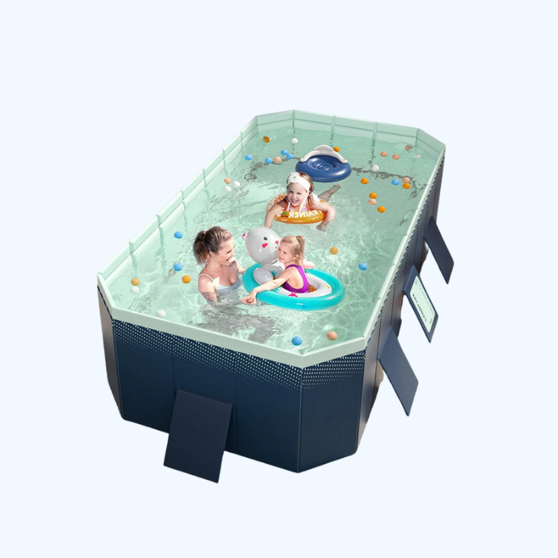 Opvouwbaar kinderzwembad van PVC voor gemakkelijk zomerplezier; ideaal voor tuin of terras.