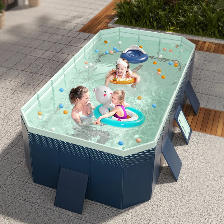 Draagbaar kinderzwembad, eenvoudig op te zetten; perfect voor veilig speelplezier in de zomer.