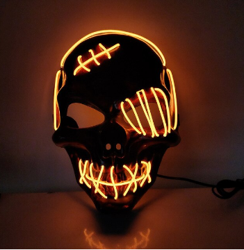 Mysterieus lichtgevend Vendetta masker, perfecte accessoire voor horror themafeesten en raves.