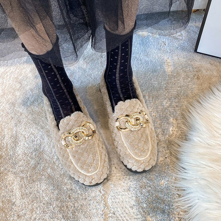 Warme damesschoenen, instappers model, perfect voor de wintermaanden.