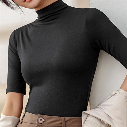 Orseline Top | Naadloze ultra-dunne coltrui dames, elegant zwart ontwerp, glad silhouet, perfecte pasvorm voor elke outfit.