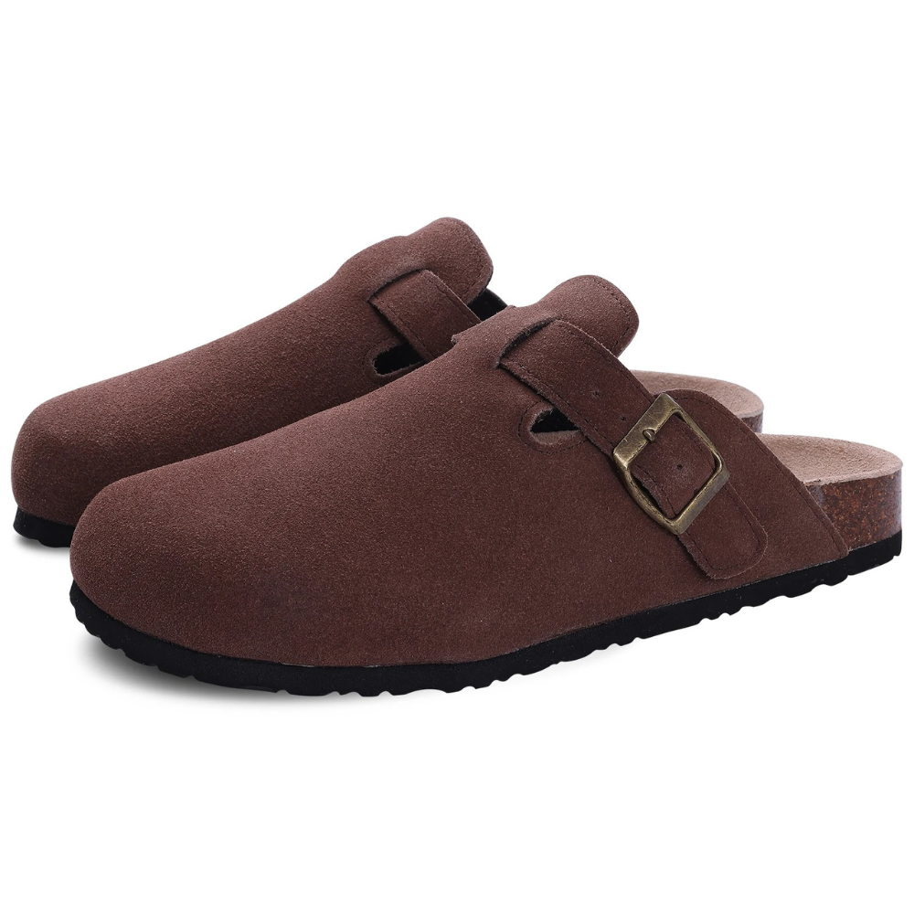 Ergonomische dames slippers met kurk zool en verstelbare banden voor gepersonaliseerd comfort.