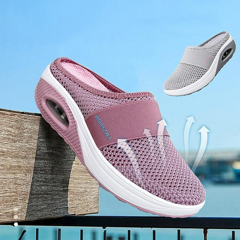 Dames comfort instappers met luchtkussen, orthopedisch design voor dagelijks comfort en ondersteuning tijdens het wandelen.