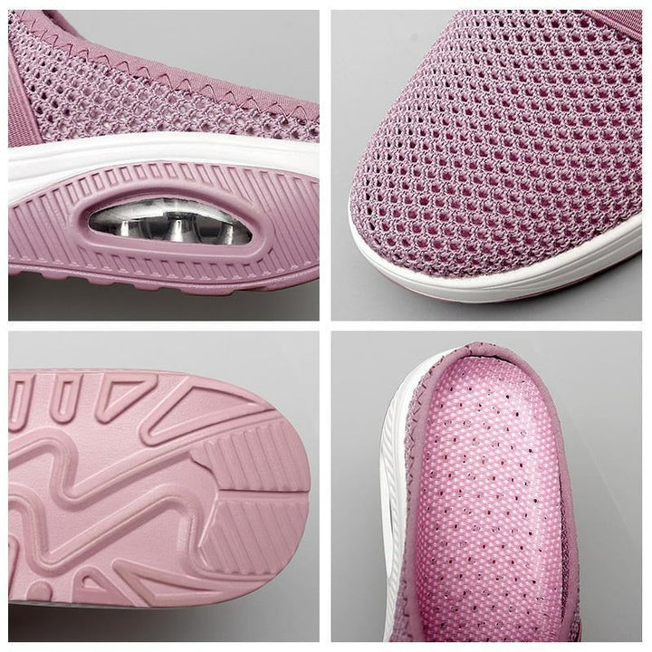 Dames wandelschoenen instappers met orthopedisch luchtkussen, bieden veelzijdige ondersteuning en comfort.