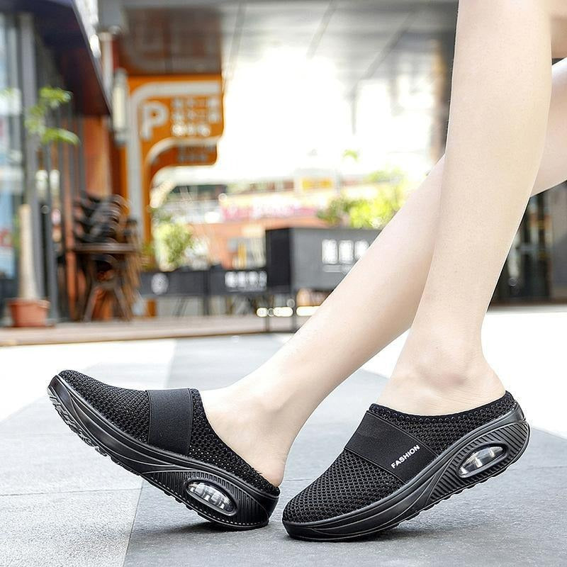 Ergonomische dames slip-on schoenen, met orthopedisch luchtkussen voor optimale demping en langdurig comfort.