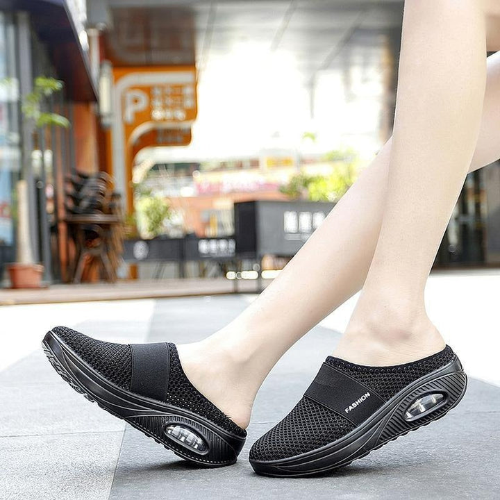 Ergonomische dames slip-on schoenen, met orthopedisch luchtkussen voor optimale demping en langdurig comfort.