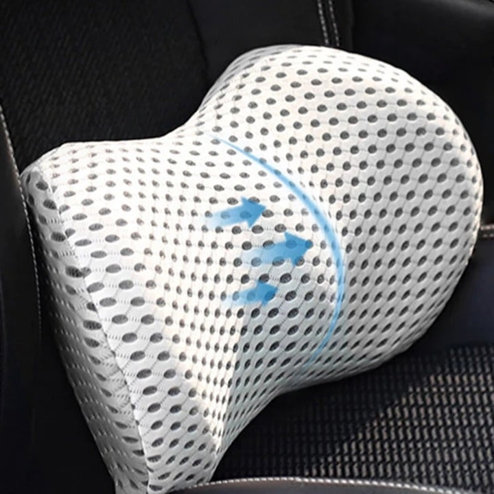 Lendenkussen met traagschuim, ondersteunt een ergonomische houding en voorkomt rugpijn bij langdurig zitten.
