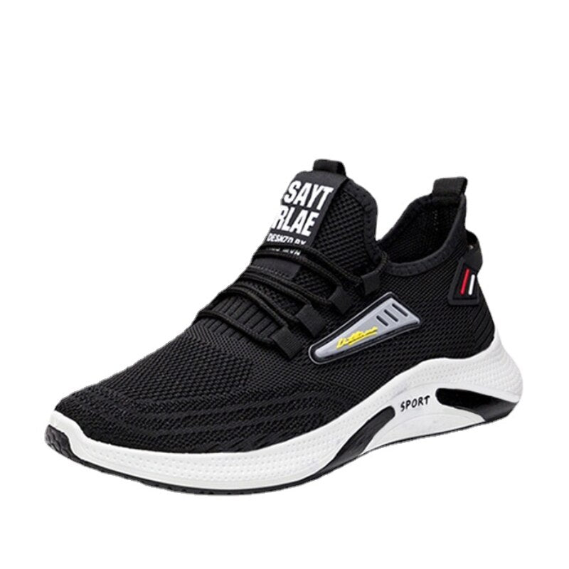 "Orthopedische heren sportschoenen in beige en zwart, met ademend honingraat ontwerp voor comfort en stabiliteit."