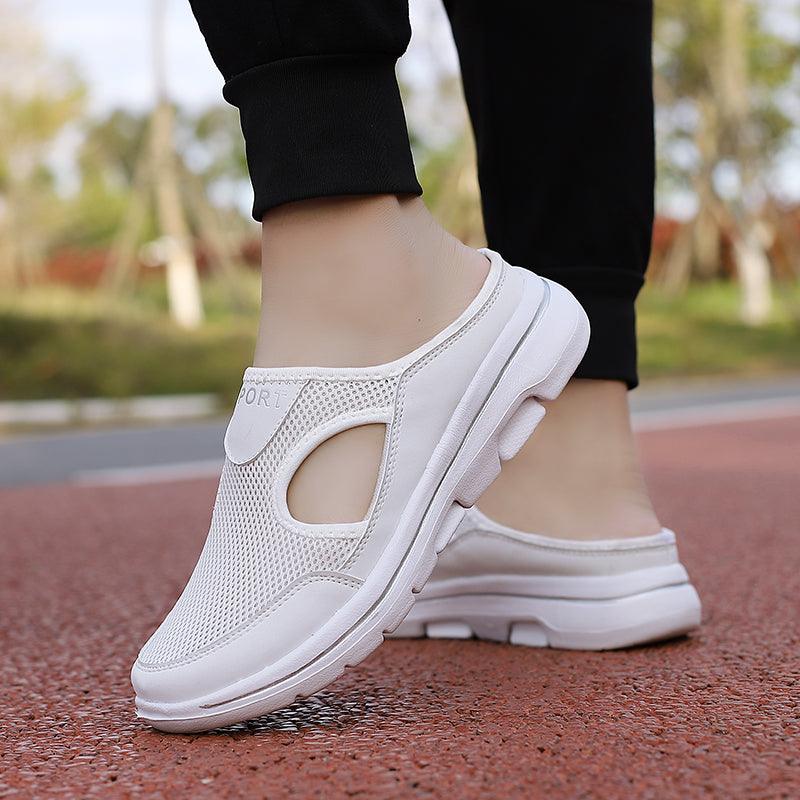 "Orthopedische herenpantoffels slip-on, ademend mesh en lichtgewicht, comfortabel voor brede voeten en dagelijks gebruik."