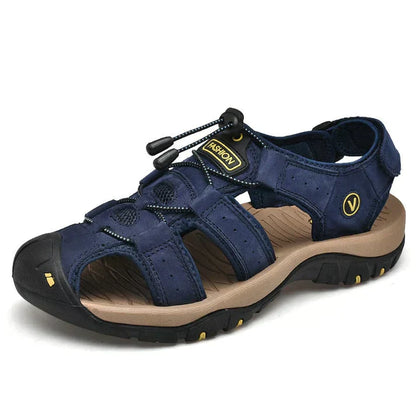 "Orthopedische herensandalen, bruin, open teen ontwerp. Ergonomische zool voor pijnvrij comfort en stijlvolle uitstraling."
