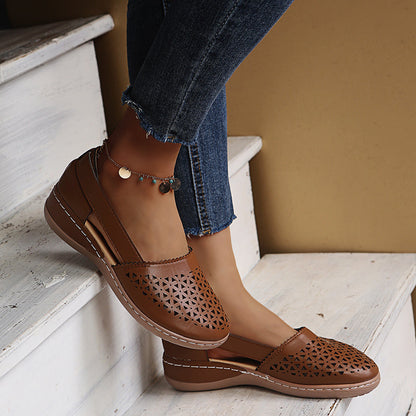 "Orthopedische holle sandalen, elegant design, comfortabele voering, stevige dikke hak, duurzame materialen voor dames"