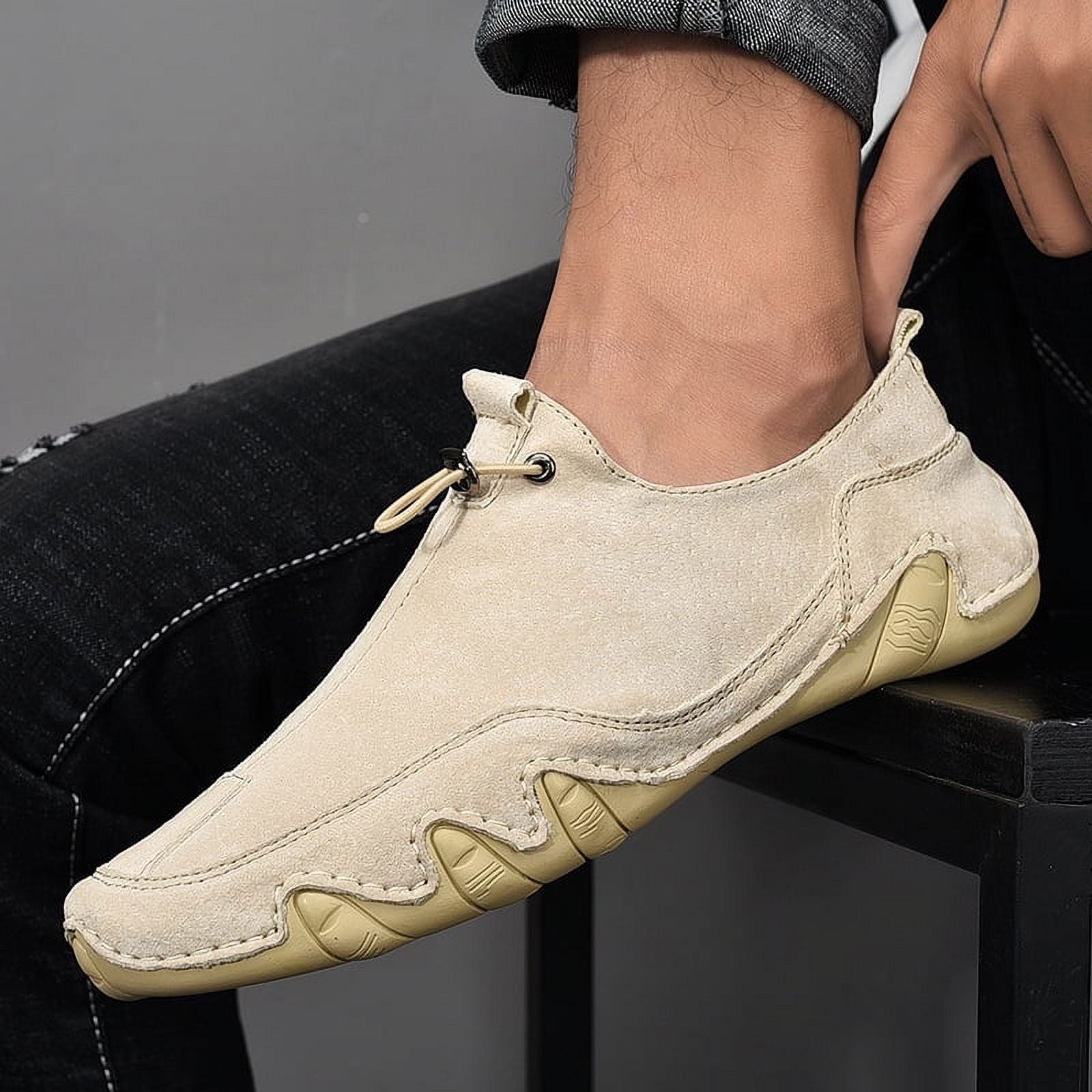 Orthopedische lederen herenschoenen loafers, stijlvol en comfortabel, lichtbruin, geschikt voor formele en informele gelegenh