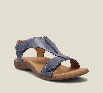 Orthopedische leren sandalen voor dames, elegant ontwerp met anatomisch voetbed, in verschillende kleuren beschikbaar.