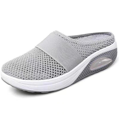 "Orthopedische luchtkussen sneakers, ademend mesh, ronde teen, comfortabele dames schoenen, zijaanzicht"