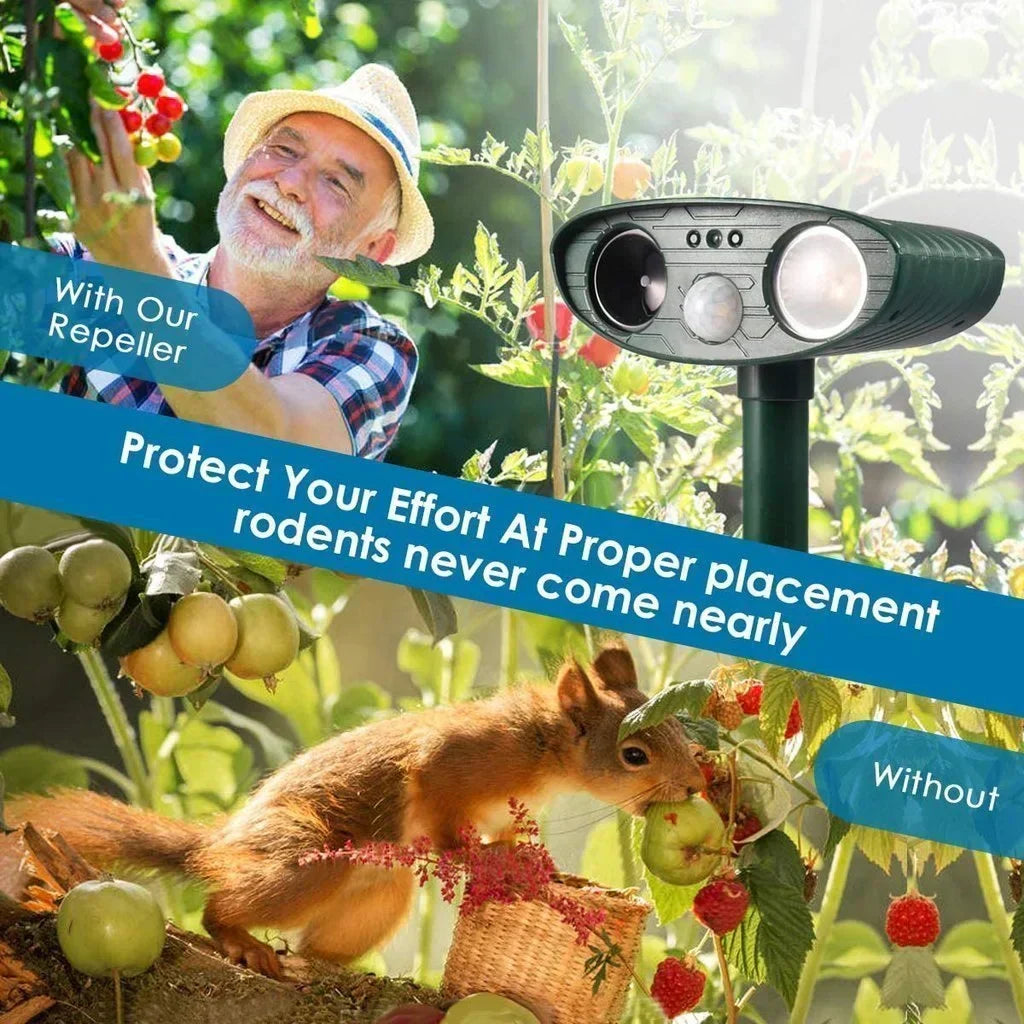 Zonne-energie dierenverjager mvb26. Krachtige ultrasoon tuinaccessoire voor eco-vriendelijke bescherming.
