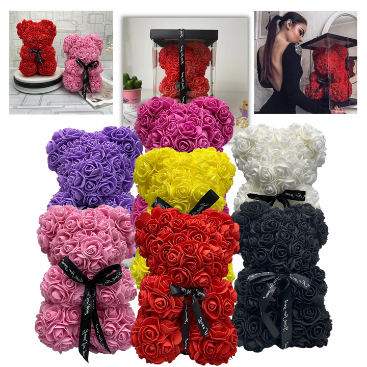 Elegante rozen teddybeer, unisex decoratie en origineel geschenk voor elke kamer.