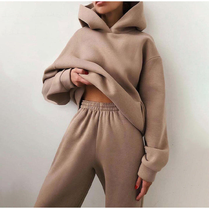 Hoge taille joggingbroek van dames oversized set, comfortabel en stijlvol met bijpassende hoodie.