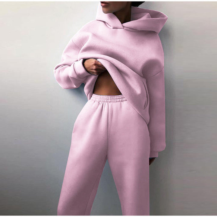 Comfortabel dames loungewear set: oversized hoodie en hoge taille joggingbroek voor ontspanning.