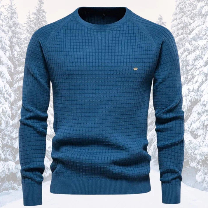 Essentiële winterkleding: warme heren trui met trendy gebreid design, comfortabel en stijlvol.
