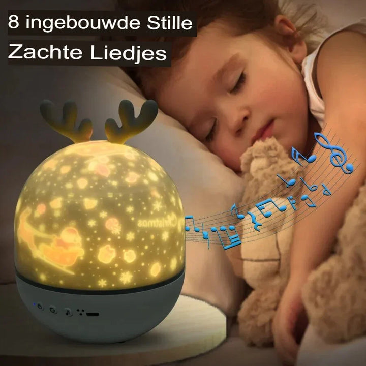 Compact StarryDream nachtlampje met veelkleurige sterrenhemelprojectie, perfect voor een knusse sfeer en decoratie.