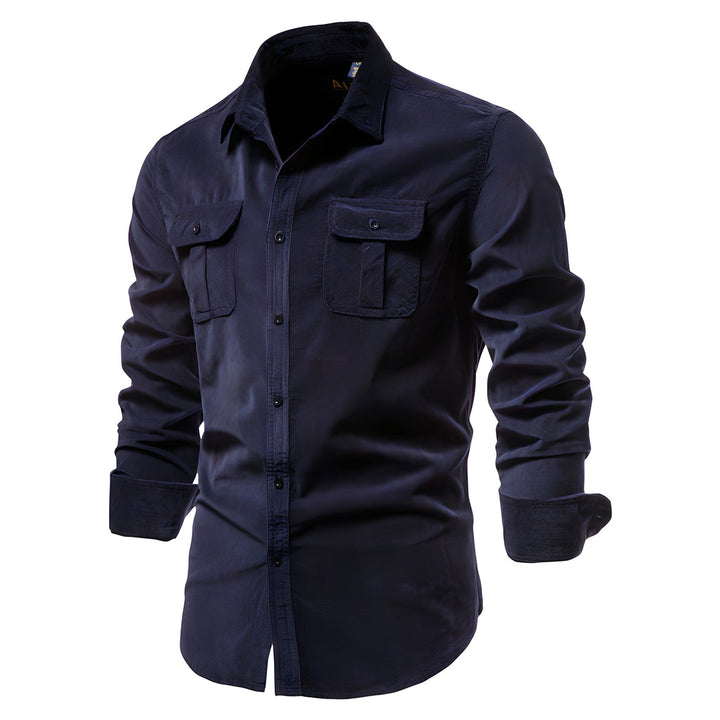 Lange mouw heren overhemd, casual met knoopsluiting. Perfect voor een veelzijdige, stijlvolle look gedurende het jaar.