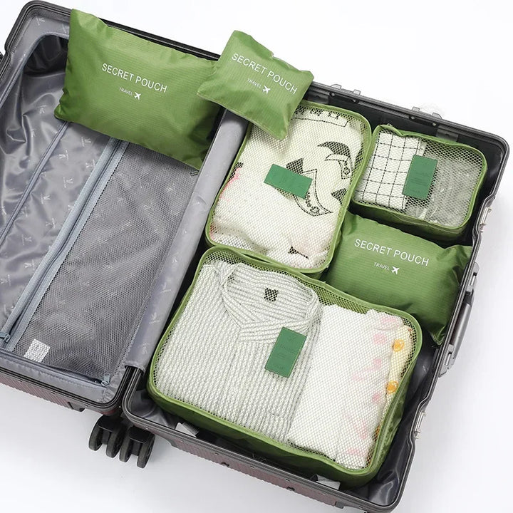 Complete reiszakken set in diverse maten voor efficiënte koffer organisatie; een must-have voor elke reiziger.