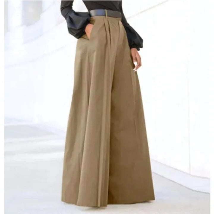 Veelzijdige dames wijde pijpen broek met hoge taille. Elegant, comfortabel en perfect voor een modieuze look.