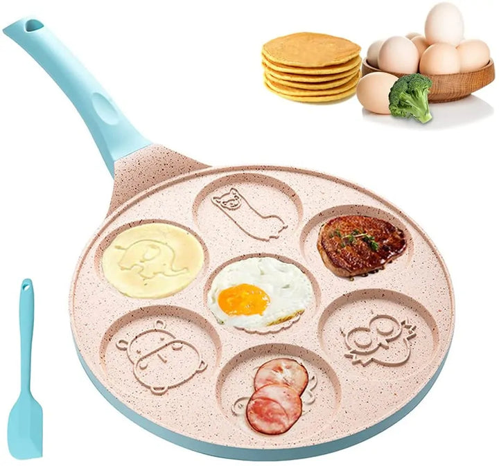 Antiaanbak pannenkoekenpan voor kinderen, met vrolijke dierenmotieven. Perfect voor bakplezier in de keuken.