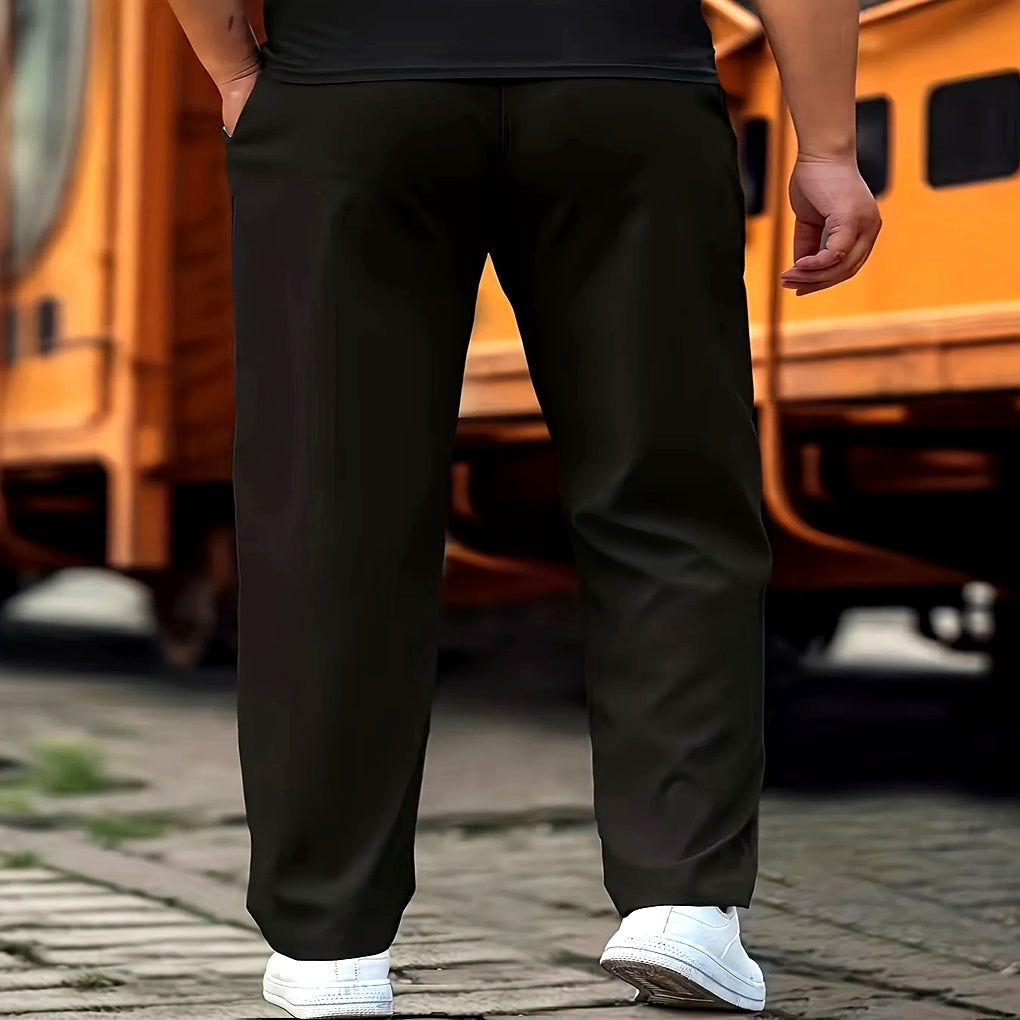 Casual herenbroek in zwart, met een moderne snit en comfortabele elastische katoenmix. Dagelijks stijlvol.