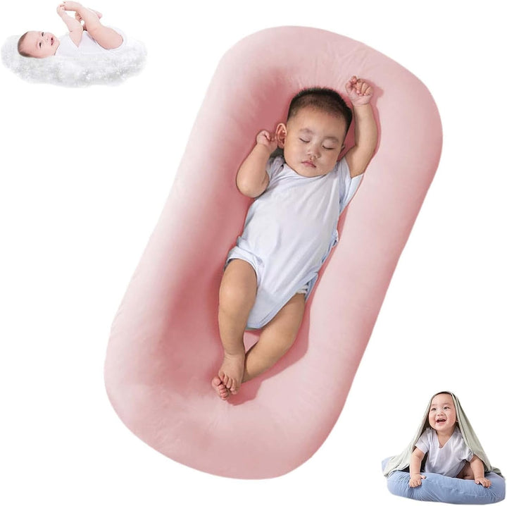 Compact babylounger van ademend katoen, perfect voor pasgeborenen in de kinderkamer.