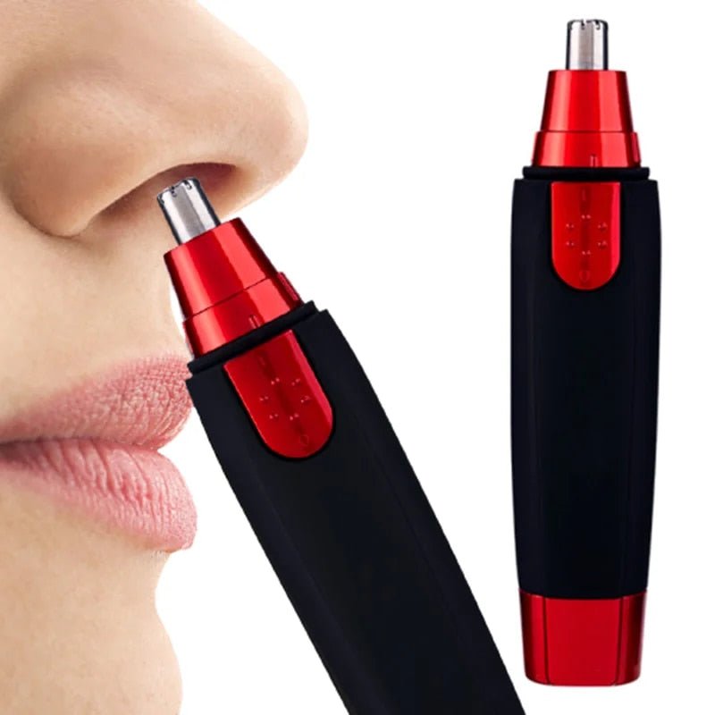 Compacte, draagbare neushaartrimmer en oortrimmer, elektrisch en wit, voor nauwkeurige haarverwijdering.