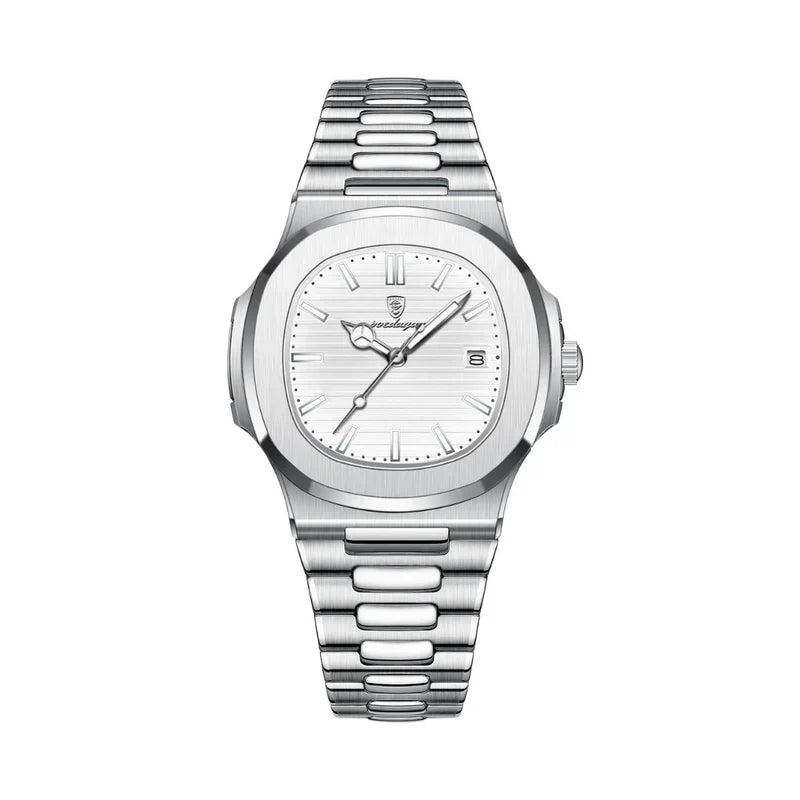 Gedetailleerd waterdicht herenhorloge, klassiek en stijlvol. Toont de kwaliteit van dit tijdloze accessoire.