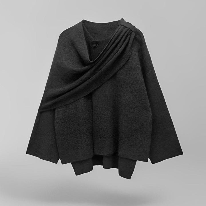 Elegante dames capejas met stijlvolle draperende pasvorm, perfect voor herfst/winter bovenkleding. Comfortabel & modieus.
