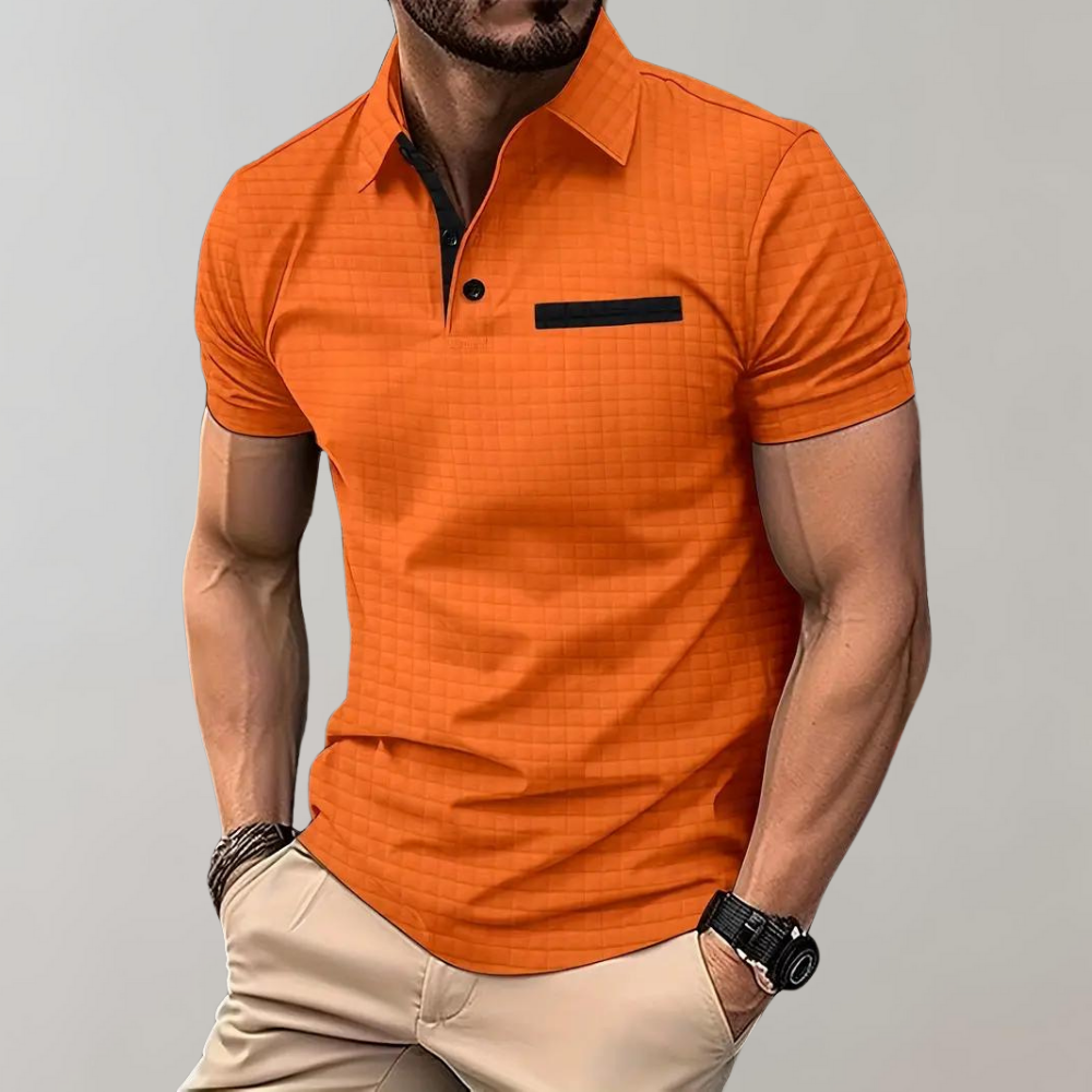Heren poloshirt met knoopsluiting, klassieke details, comfortabel en stijlvol.