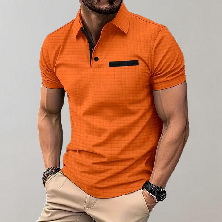 Heren poloshirt met knoopsluiting, klassieke details, comfortabel en stijlvol.