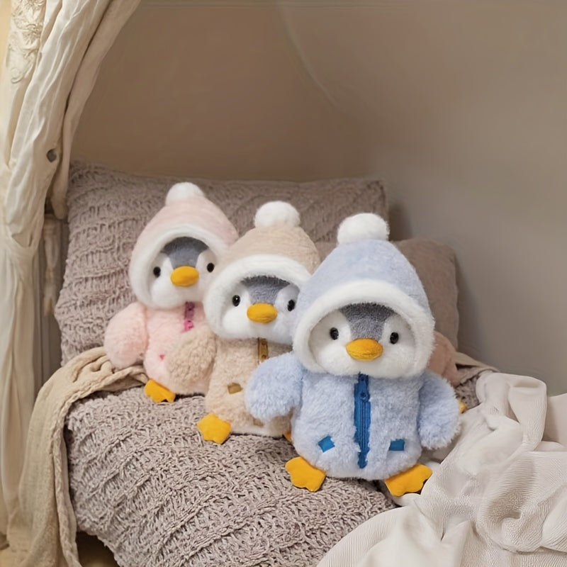 Beige pluche pinguïn knuffel, zacht babyspeelgoed, rustgevend & neutrale decoratie.