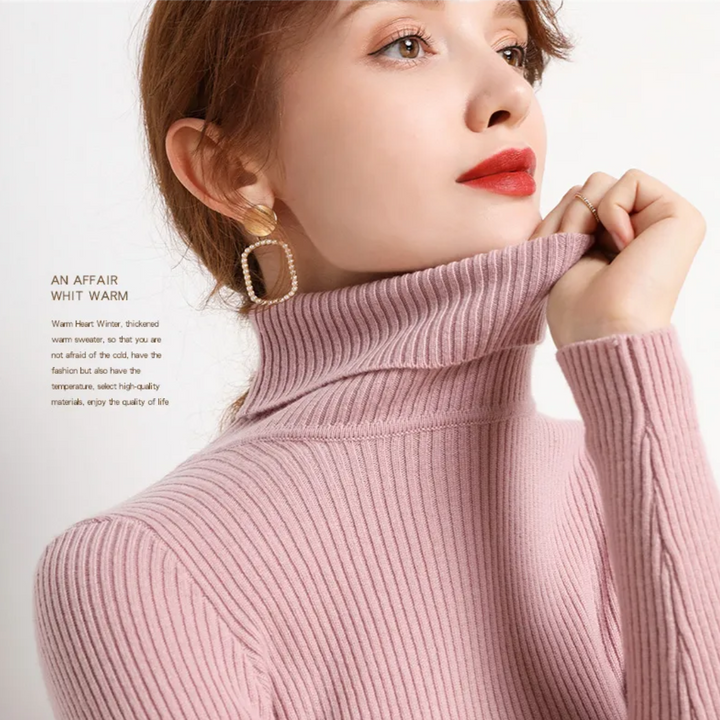 Modieuze dames coltrui, kasjmierlook, slim fit, warm en gemakkelijk te stylen.