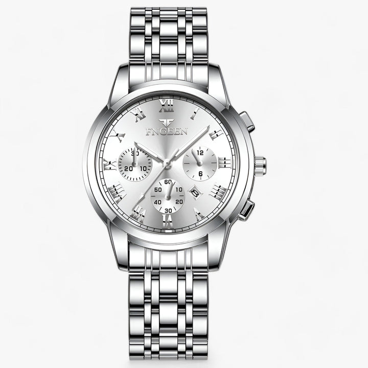 Zilveren titanium dameshorloge Clémence, waterbestendig met quartz uurwerk, ideaal voor elke vrouw.