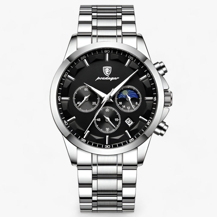 Luxe Cassian herenhorloge met een comfortabele en stijlvolle metalen schakelband, een duurzaam en elegant accessoire.