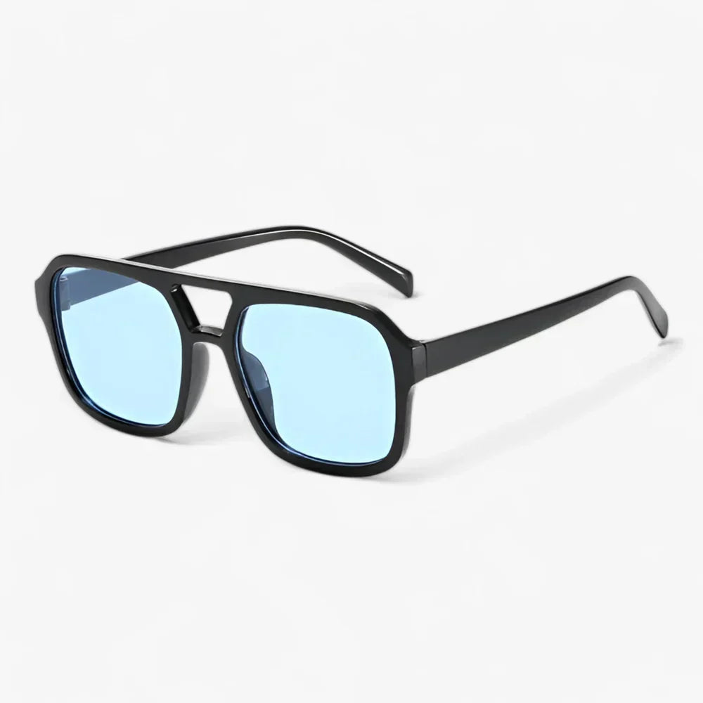 Voorzijde van de unisex retro piloten zonnebril met getinte glazen. Biedt UV400 bescherming.