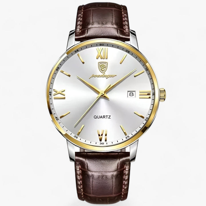 Luxe herenhorloge 'Adrien' met klassieke leren band, ideaal voor een stijlvolle, tijdloze look.