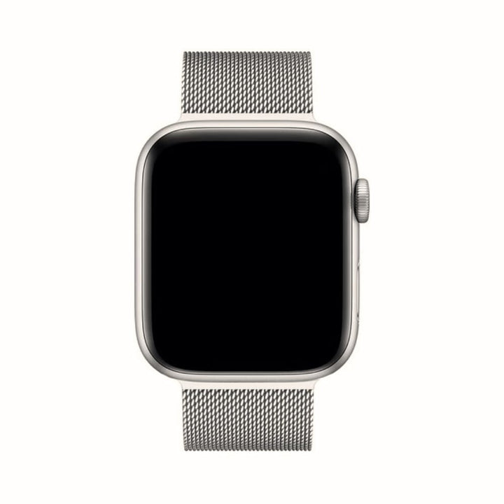 Unisex SteelFlex Milanese armband voor Apple Watch, duurzaam RVS met sterke magnetische sluiting.
