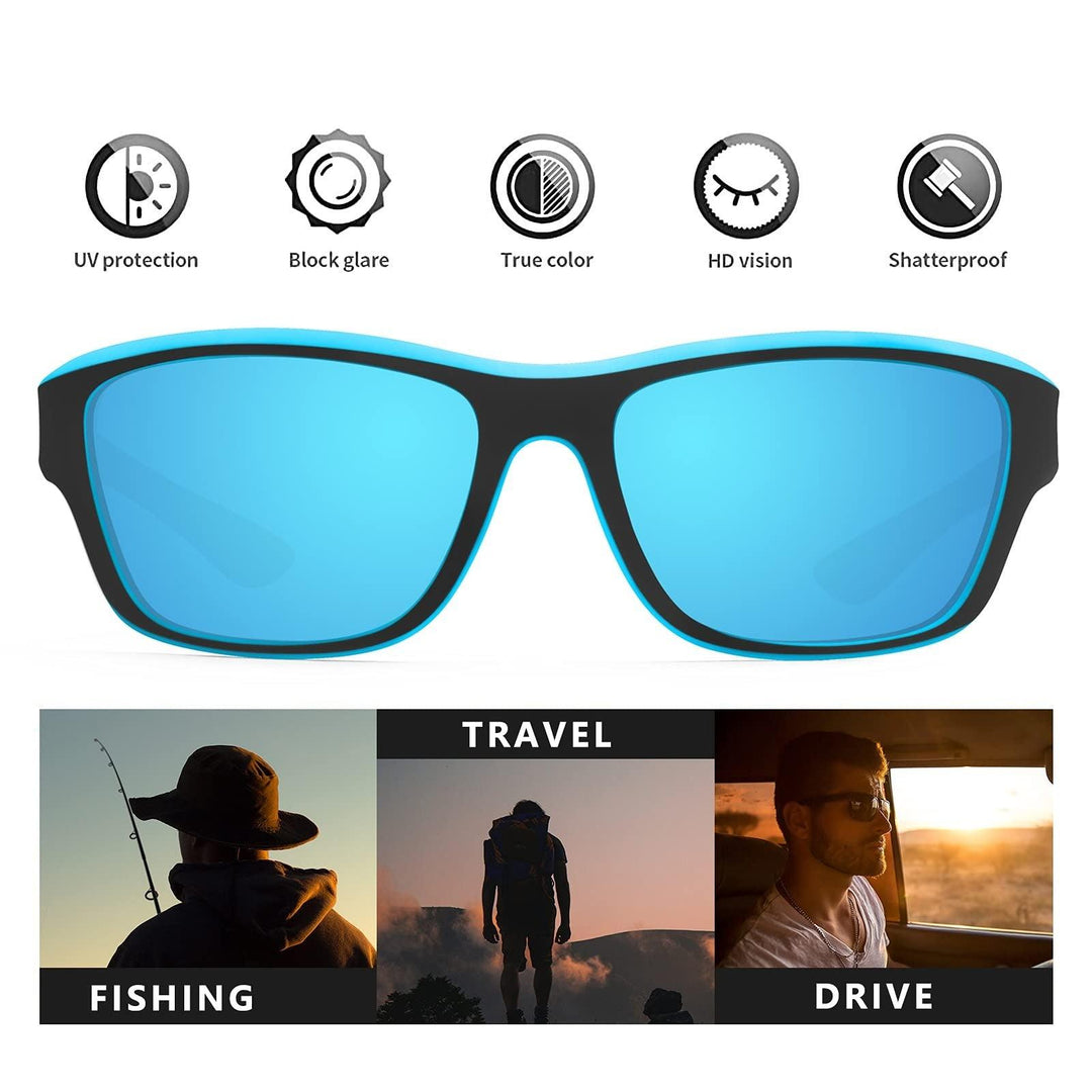 Zwarte unisex zonnebril voor sport, met gepolariseerde lenzen en UV-bescherming tijdens hardlopen.