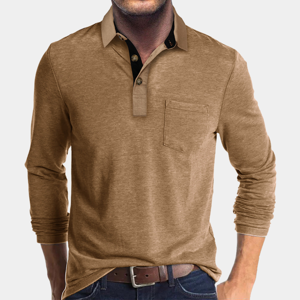 Poloshirt heren in blauw, elegante pasvorm, hoogwaardige stoffen, biedt comfort en stijl. Geschikt voor formele gelegenheden.