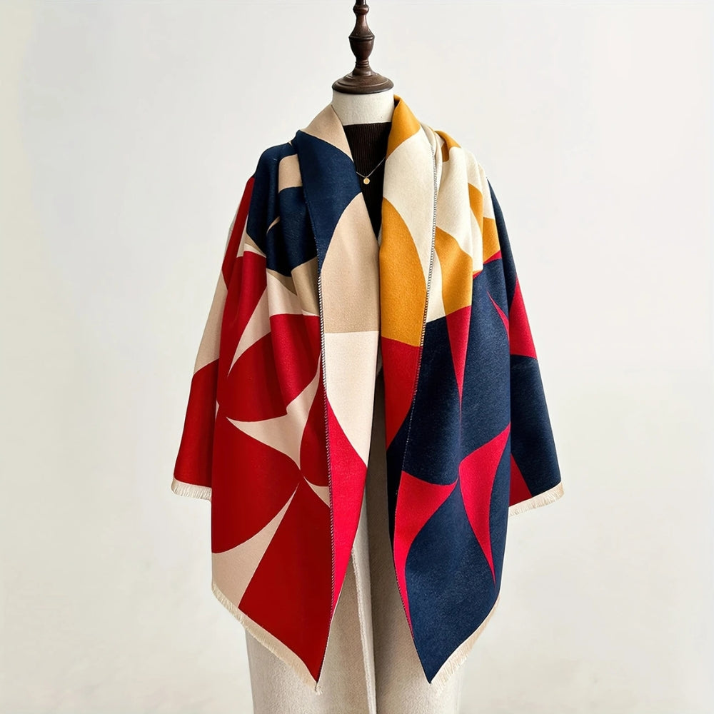Comfortabele dames poncho sjaal, zacht en warm. Een stijlvol, omkeerbaar accessoire voor verschillende looks.