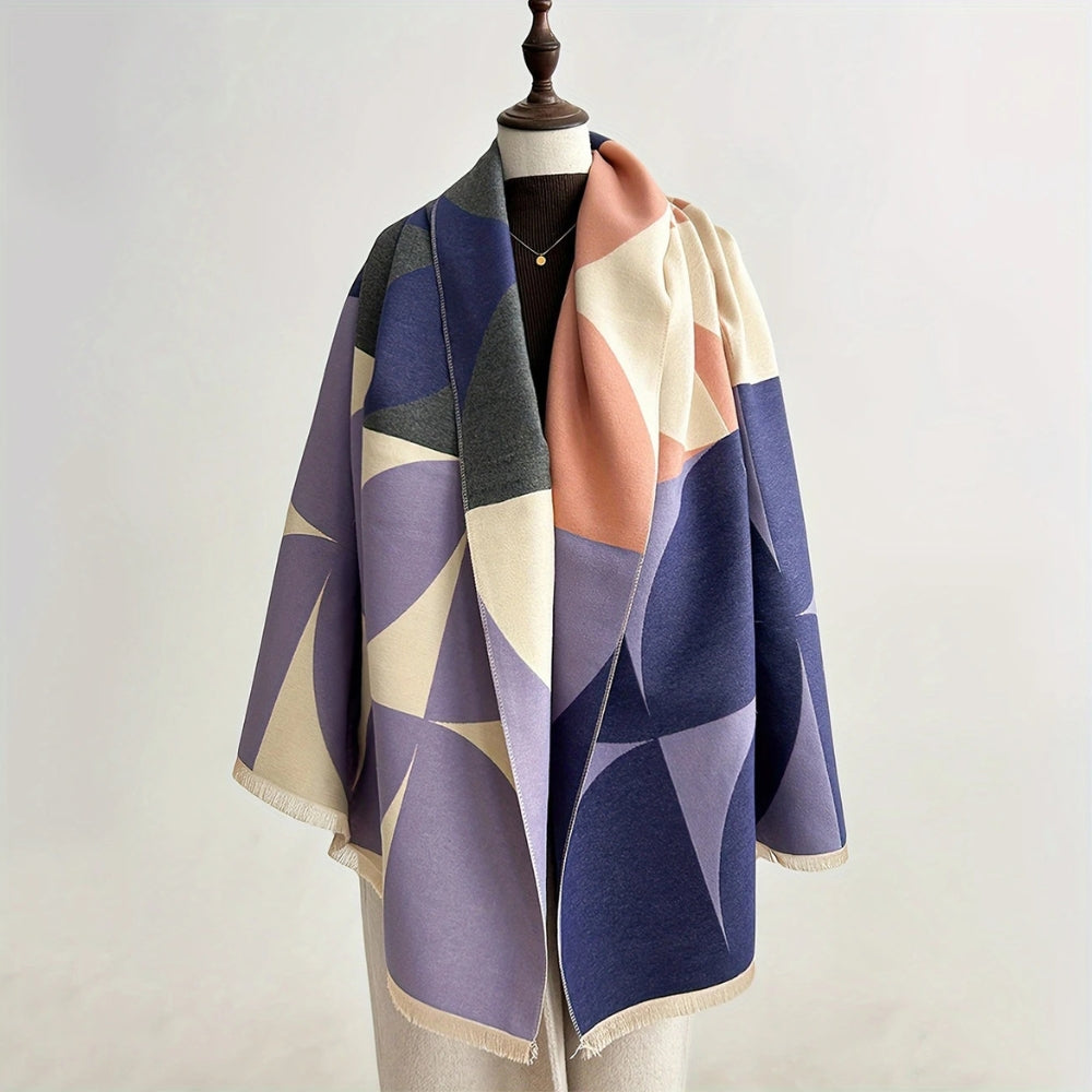 Trendy dames omkeerbare poncho sjaal, biedt comfort en warmte. Veelzijdig mode accessoire voor elk seizoen.