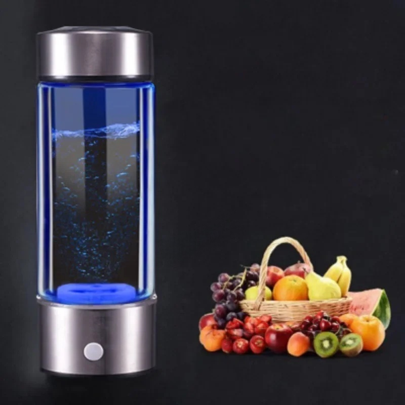 Draagbare ionisator waterfles (430ml) voor waterstofrijk en alkalisch water; bevordert hydratatie en energie.