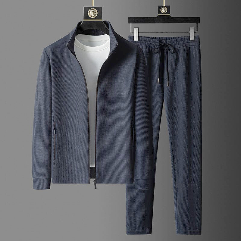 Comfortabel premium heren trainingspak Lucas, ideaal voor sportkleding of casual mode. Zwart/blauw.